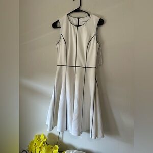 Calvin Klein White Dress with Black Trim